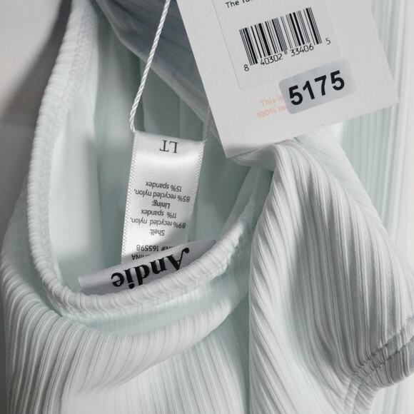 Flaws Andie Swim Women's Tulum White Ribbed Swimsuit Large Tall Long Torso 5175 - Picture 8 of 11